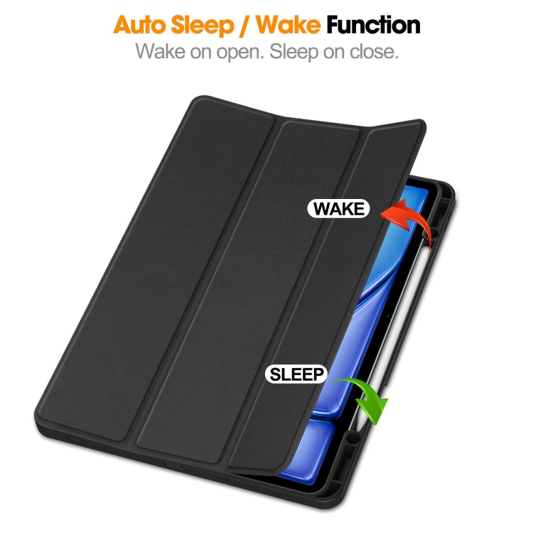 For iPad Air 13 2024 / 2025 Custer TPU Pure Color 3-Fold Holder Smart Leather Tablet Case with Pen Tray(Black) - iPad Air 13 2025 / 2024 Cases by PMC TechLife | Online Shopping South Africa | PMC TechLife | Buy Now Pay Later Mobicred