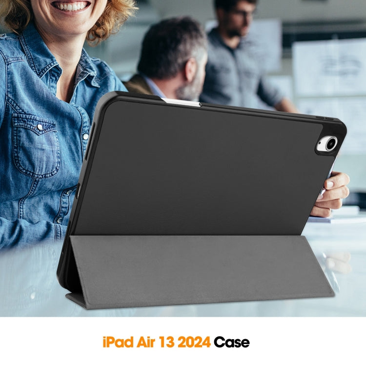 For iPad Air 13 2024 / 2025 Custer TPU Pure Color 3-Fold Holder Smart Leather Tablet Case with Pen Tray(Black) - iPad Air 13 2025 / 2024 Cases by PMC TechLife | Online Shopping South Africa | PMC TechLife | Buy Now Pay Later Mobicred