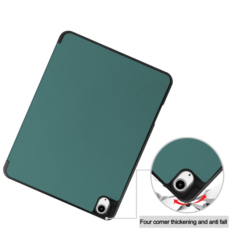 For iPad Air 13 2024 Custer TPU Pure Color 3-Fold Holder Smart Leather Tablet Case with Pen Tray(Dark Green) - iPad Air 13 2024 Cases by PMC TechLife | Online Shopping South Africa | PMC TechLife | Buy Now Pay Later Mobicred
