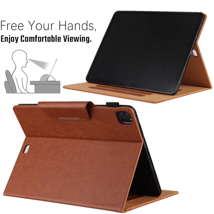 For iPad Pro 11 2024 Solid Color Metal Buckle Leather Smart Tablet Case(Brown) - iPad Pro 11 2024 Cases by PMC TechLife | Online Shopping South Africa | PMC TechLife | Buy Now Pay Later Mobicred