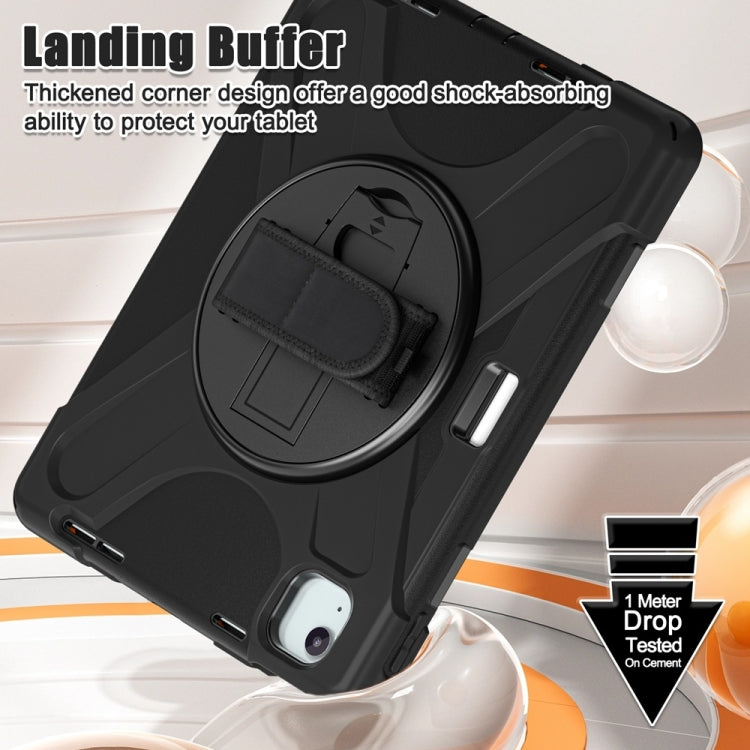 For iPad Air 11 2024 / Air 11 2025 Rotatable Holder Silicone Hybrid PC Tablet Case with Shoulder Strap(Black) - iPad Air 11 2025 / 2024 Cases by PMC TechLife | Online Shopping South Africa | PMC TechLife | Buy Now Pay Later Mobicred