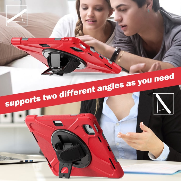 For iPad Air 11 2024 / Air 11 2025 Rotatable Holder Silicone Hybrid PC Tablet Case with Shoulder Strap(Red) - iPad Air 11 2025 / 2024 Cases by PMC TechLife | Online Shopping South Africa | PMC TechLife | Buy Now Pay Later Mobicred