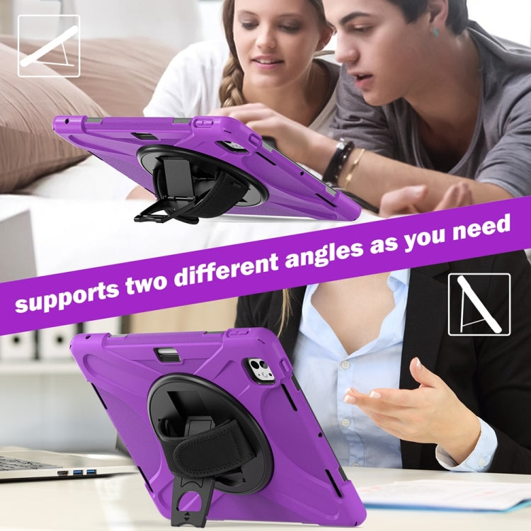 For iPad Pro 13 2024 Rotatable Holder Silicone Hybrid PC Tablet Case with Shoulder Strap(Purple) - iPad Pro 13 2024 Cases by PMC TechLife | Online Shopping South Africa | PMC TechLife | Buy Now Pay Later Mobicred