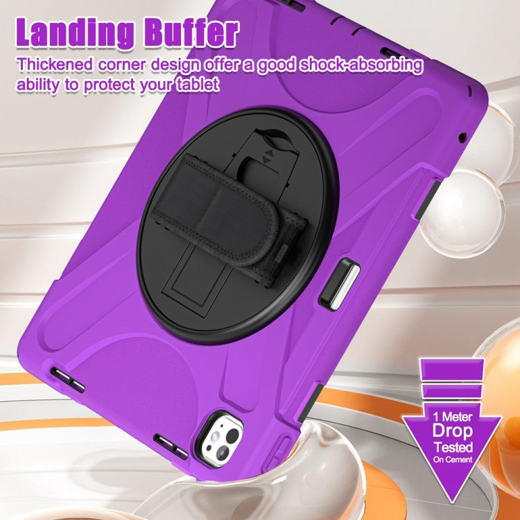 For iPad Pro 13 2024 Rotatable Holder Silicone Hybrid PC Tablet Case with Shoulder Strap(Purple) - iPad Pro 13 2024 Cases by PMC TechLife | Online Shopping South Africa | PMC TechLife | Buy Now Pay Later Mobicred