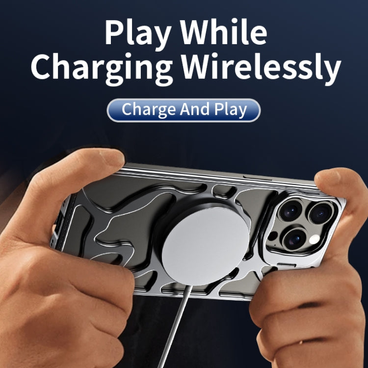 For iPhone 16 Pro Max Auspicious Cloud Series MagSafe Metal Phone Case with Bracket(Grey) - iPhone 16 Pro Max Cases by PMC TechLife | Online Shopping South Africa | PMC TechLife | Buy Now Pay Later Mobicred