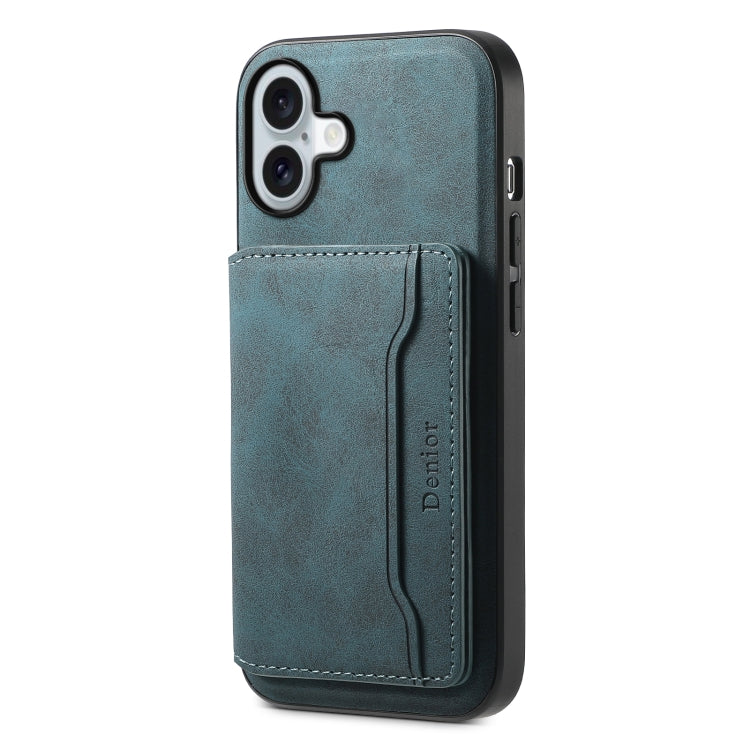 For iPhone 16 Denior D13 Retro Texture Leather MagSafe Card Bag Phone Case(Blue) - free shipping - PMC TechLife - Order now!