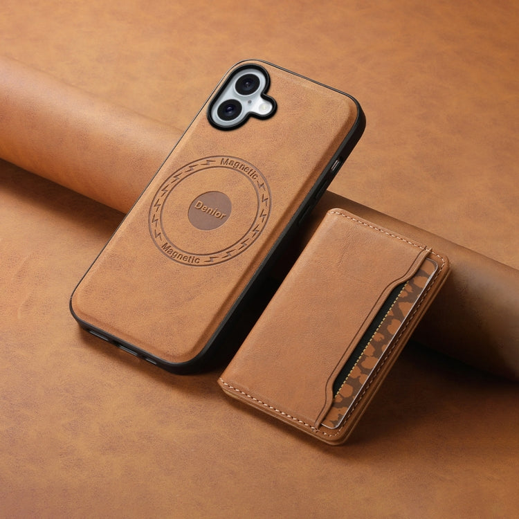 For iPhone 16 Denior D13 Retro Texture Leather MagSafe Card Bag Phone Case(Brown) - free shipping - PMC TechLife - Order now!