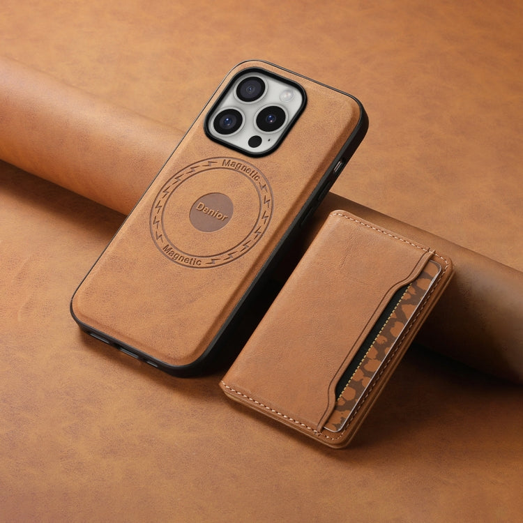 For iPhone 16 Pro Denior D13 Retro Texture Leather MagSafe Card Bag Phone Case(Brown) - free shipping - PMC TechLife - Order now!