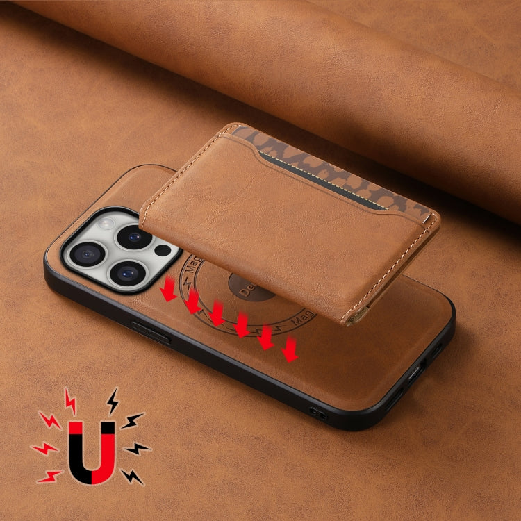 For iPhone 16 Pro Denior D13 Retro Texture Leather MagSafe Card Bag Phone Case(Brown) - free shipping - PMC TechLife - Order now!