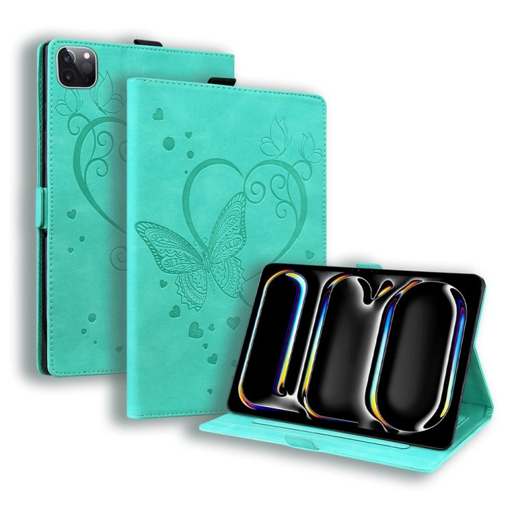For iPad Pro 13 2024 Love Butterfly Embossed Leather Tablet Case(Mint Green) - iPad Pro 13 2024 Cases by PMC TechLife | Online Shopping South Africa | PMC TechLife | Buy Now Pay Later Mobicred
