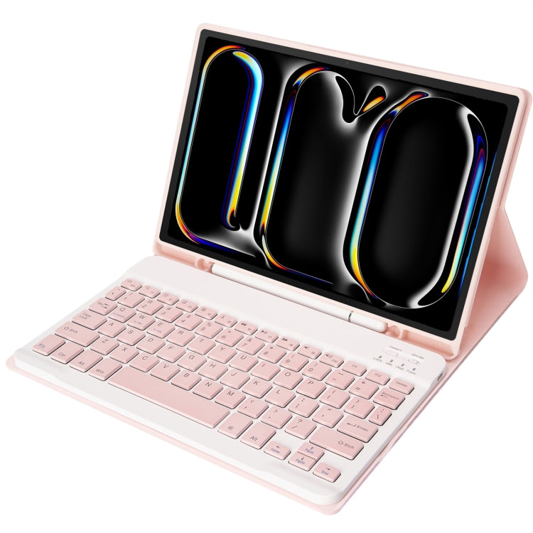 For iPad Pro 11 2024 A13B Lambskin Texture Bluetooth Touch Keyboard Leather Tablet Case with Pen Slot(Pink) - For iPad Pro by PMC TechLife | Online Shopping South Africa | PMC TechLife | Buy Now Pay Later Mobicred