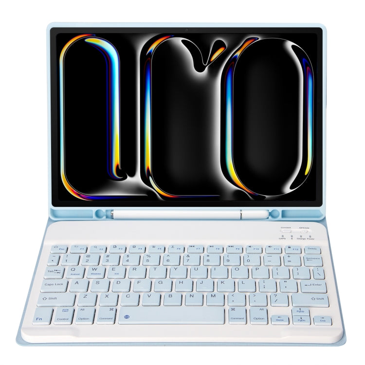For iPad Pro 11 2024 A13B Lambskin Texture Bluetooth Touch Keyboard Leather Tablet Case with Pen Slot(Light Blue) - For iPad Pro by PMC TechLife | Online Shopping South Africa | PMC TechLife | Buy Now Pay Later Mobicred