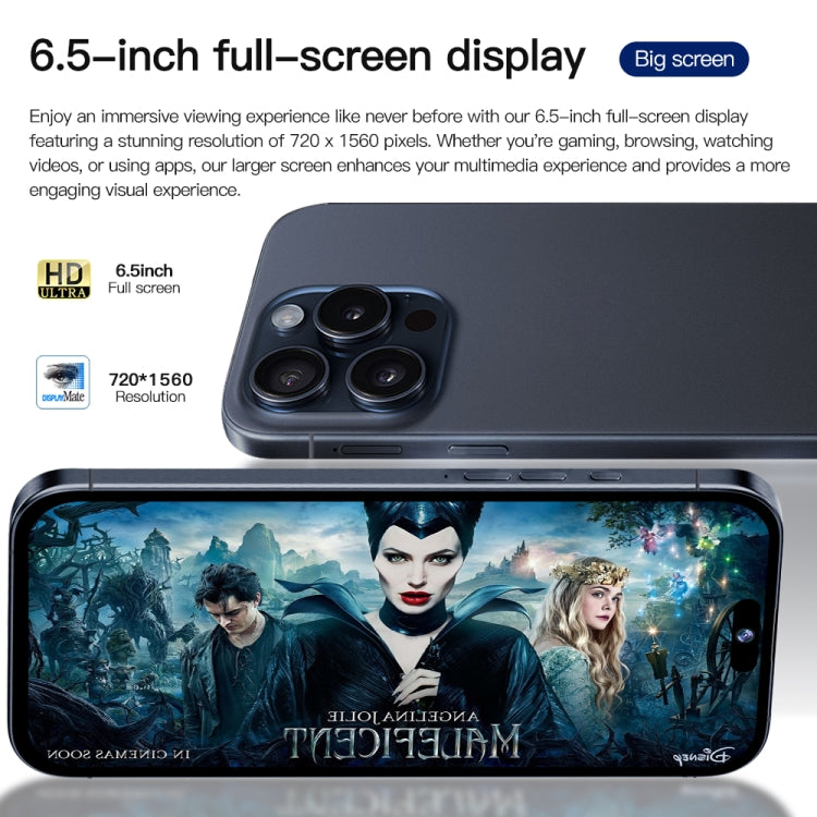 i15 Pro Max / Q5A, 6GB+128GB, 6.5 inch Screen, Face Identification, Android 10 MTK6762 Octa Core, OTG, NFC, Network: 4G, Dual SIM(Titanium Black) -  by PMC TechLife | Online Shopping South Africa | PMC TechLife