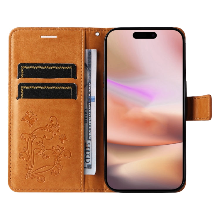 For iPhone 16 Plus 3D Butterfly Embossed Pattern Flip Leather Phone Case(Yellow) - iPhone 16 Plus Cases by PMC TechLife | Online Shopping South Africa | PMC TechLife | Buy Now Pay Later Mobicred