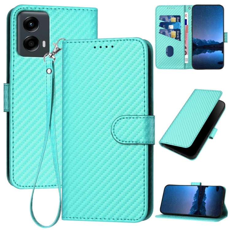 For Motorola Moto G 5G 2024 YX0070 Carbon Fiber Buckle Leather Phone Case with Lanyard(Light Blue) - Motorola Cases by PMC Jewellery | Online Shopping South Africa | PMC Jewellery | Buy Now Pay Later Mobicred