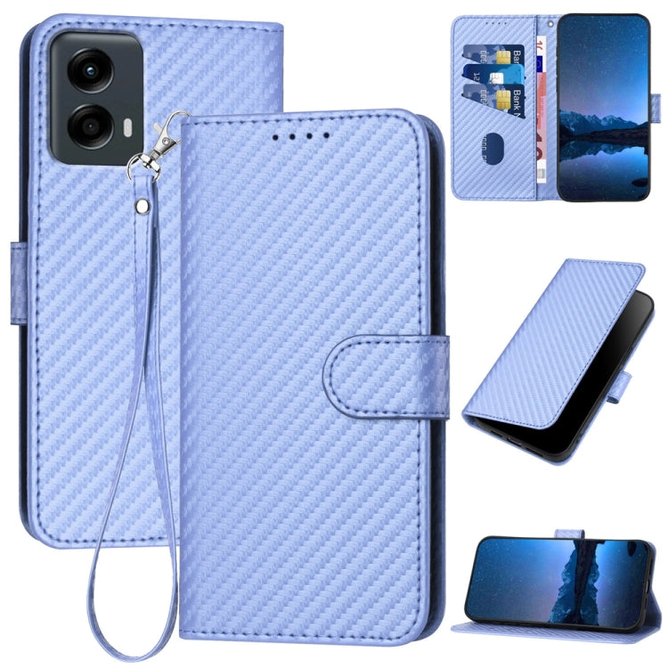 For Motorola Moto G 5G 2024 YX0070 Carbon Fiber Buckle Leather Phone Case with Lanyard(Light Purple) - Motorola Cases by PMC Jewellery | Online Shopping South Africa | PMC Jewellery | Buy Now Pay Later Mobicred