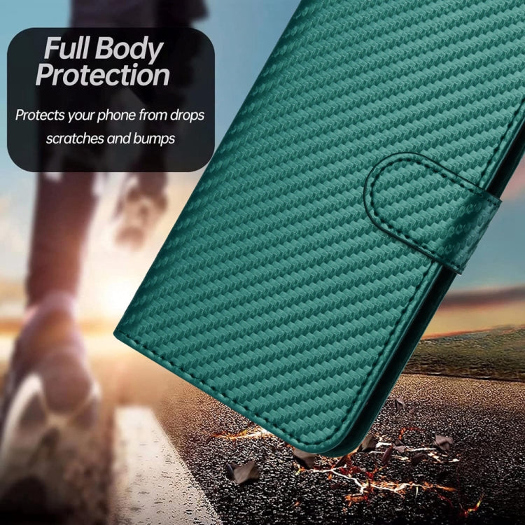 For Motorola Moto G 5G 2024 YX0070 Carbon Fiber Buckle Leather Phone Case with Lanyard(Dark Green) - Motorola Cases by PMC Jewellery | Online Shopping South Africa | PMC Jewellery | Buy Now Pay Later Mobicred