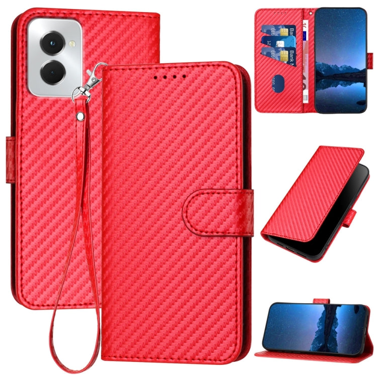 For Motorola Moto G Power 5G 2024 YX0070 Carbon Fiber Buckle Leather Phone Case with Lanyard(Red) - free shipping - PMC Jewellery - Order now!