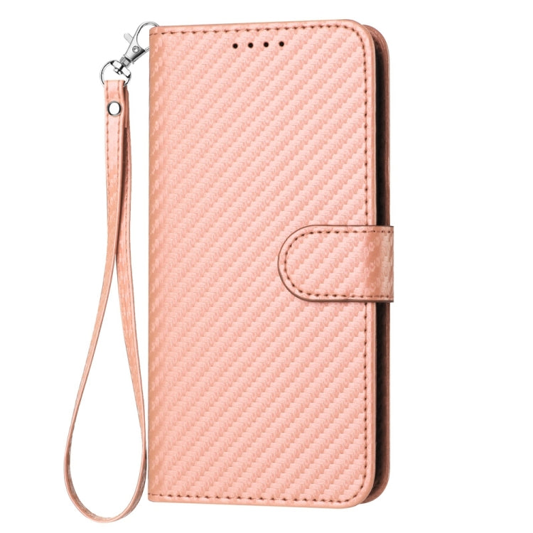 For Motorola Moto G Power 5G 2024 YX0070 Carbon Fiber Buckle Leather Phone Case with Lanyard(Pink) - Motorola Cases by PMC Jewellery | Online Shopping South Africa | PMC Jewellery | Buy Now Pay Later Mobicred