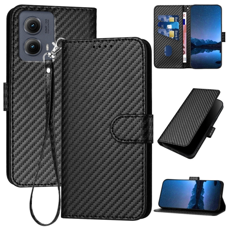 For Motorola Edge 5G 2024 YX0070 Carbon Fiber Buckle Leather Phone Case with Lanyard(Black) - Motorola Cases by PMC Jewellery | Online Shopping South Africa | PMC Jewellery | Buy Now Pay Later Mobicred