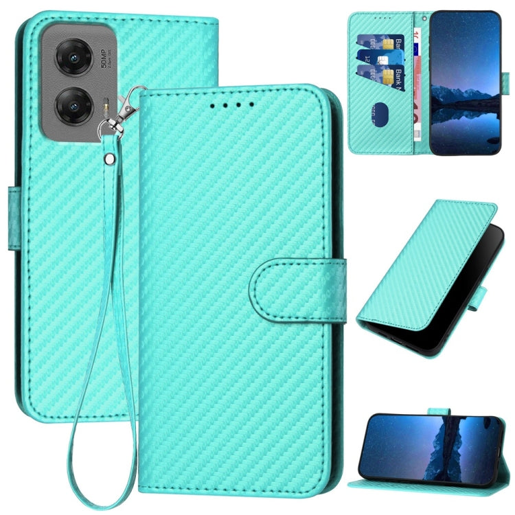 For Motorola Moto G Stylus 5G 2024 YX0070 Carbon Fiber Buckle Leather Phone Case with Lanyard(Light Blue) - free shipping - PMC Jewellery - Order now!