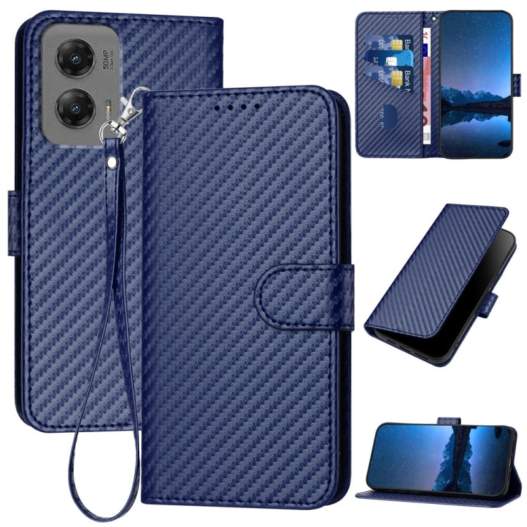 For Motorola Moto G Stylus 5G 2024 YX0070 Carbon Fiber Buckle Leather Phone Case with Lanyard(Royal Blue) - Motorola Cases by PMC Jewellery | Online Shopping South Africa | PMC Jewellery | Buy Now Pay Later Mobicred
