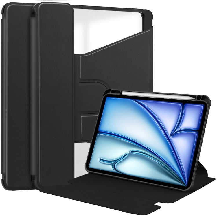 For iPad Air 13 2024 Transparent Rotation Smart Leather Tablet Case(Black) - iPad Air 13 2024 Cases by PMC TechLife | Online Shopping South Africa | PMC TechLife | Buy Now Pay Later Mobicred