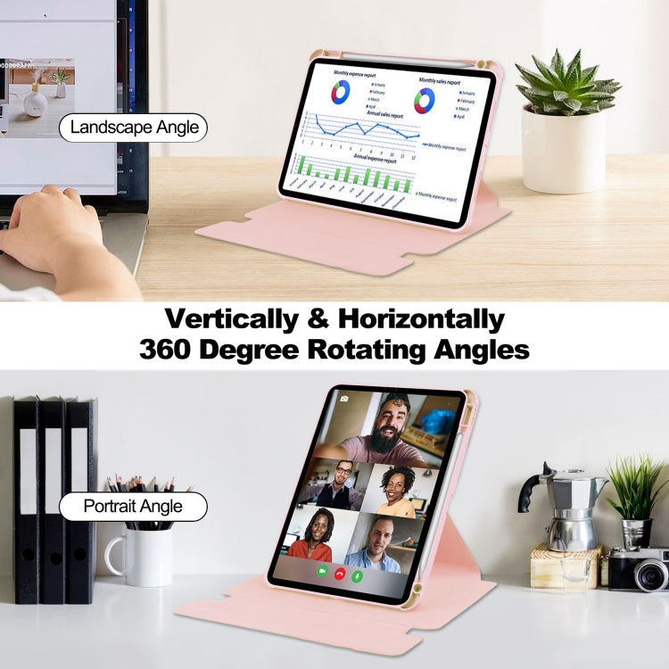 For iPad Air 11 2024 Transparent Rotation Smart Leather Tablet Case(Pink) - iPad Air 11 2024 Cases by PMC TechLife | Online Shopping South Africa | PMC TechLife | Buy Now Pay Later Mobicred