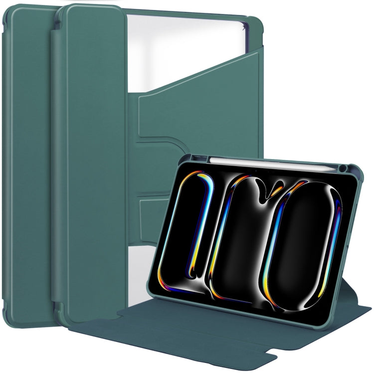 For iPad Pro 11 2024 Transparent Rotation Smart Leather Tablet Case(Dark Green) - iPad Pro 11 2024 Cases by PMC TechLife | Online Shopping South Africa | PMC TechLife | Buy Now Pay Later Mobicred
