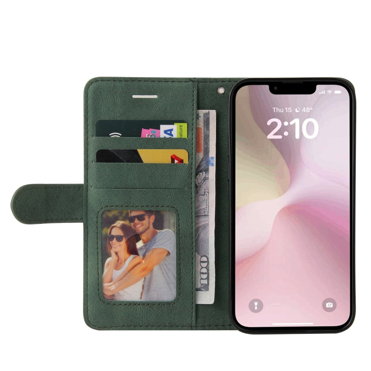 For iPhone 16e Dual-color Splicing Flip Leather Phone Case(Green) - iPhone 16e Cases by PMC TechLife | Online Shopping South Africa | PMC TechLife | Buy Now Pay Later Mobicred