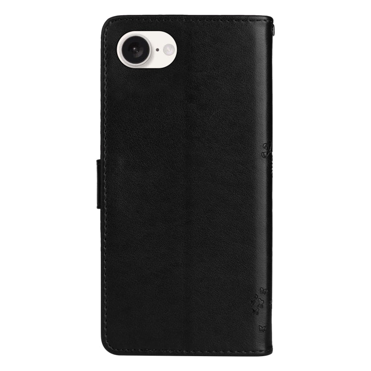For iPhone 16e Tree & Cat Embossed Pattern Flip Leather Phone Case(Black) - free shipping - PMC TechLife - Order now!