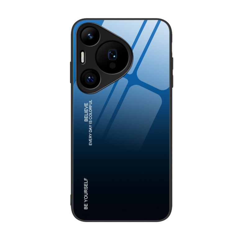 For Huawei Pura 70 Pro Gradient Color Glass Phone Case(Blue Black) - free shipping - PMC Jewellery - Order now!
