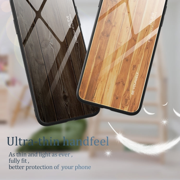For Huawei Pura 70 Wood Grain Glass Phone Case(Light Brown) - Huawei Cases by PMC Jewellery | Online Shopping South Africa | PMC Jewellery | Buy Now Pay Later Mobicred