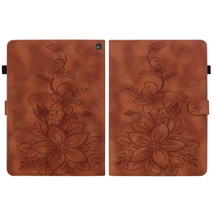 For Amazon Fire HD10 2023 Lily Embossed Leather Tablet Case(Brown) - Amazon by PMC TechLife | Online Shopping South Africa | PMC TechLife | Buy Now Pay Later Mobicred