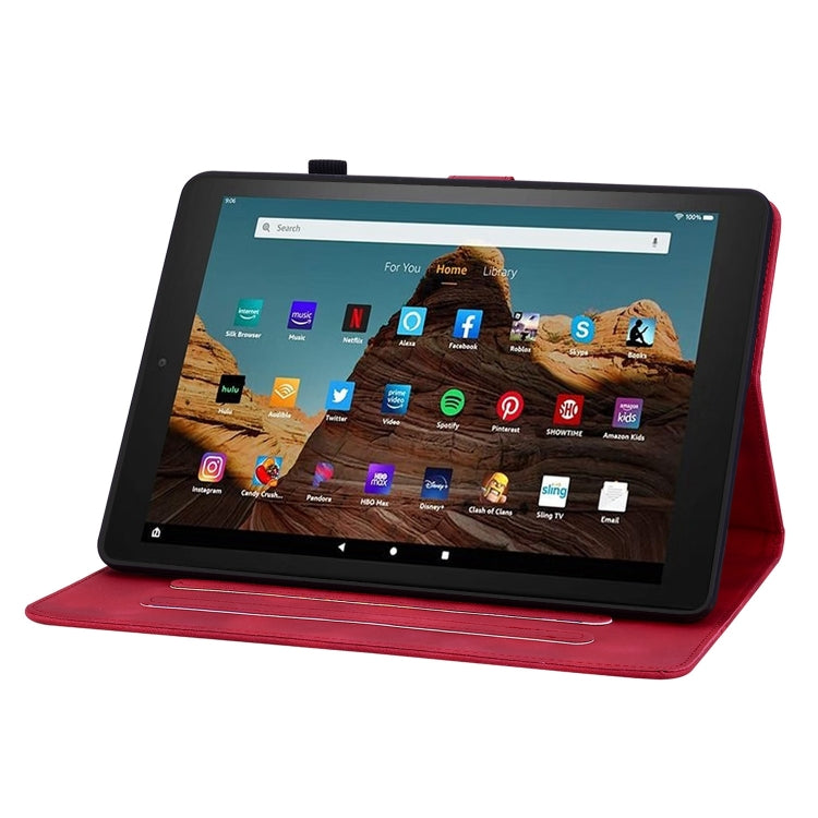 For Amazon Fire HD10 2023 Lily Embossed Leather Tablet Case(Red) - free shipping - PMC TechLife - Order now!