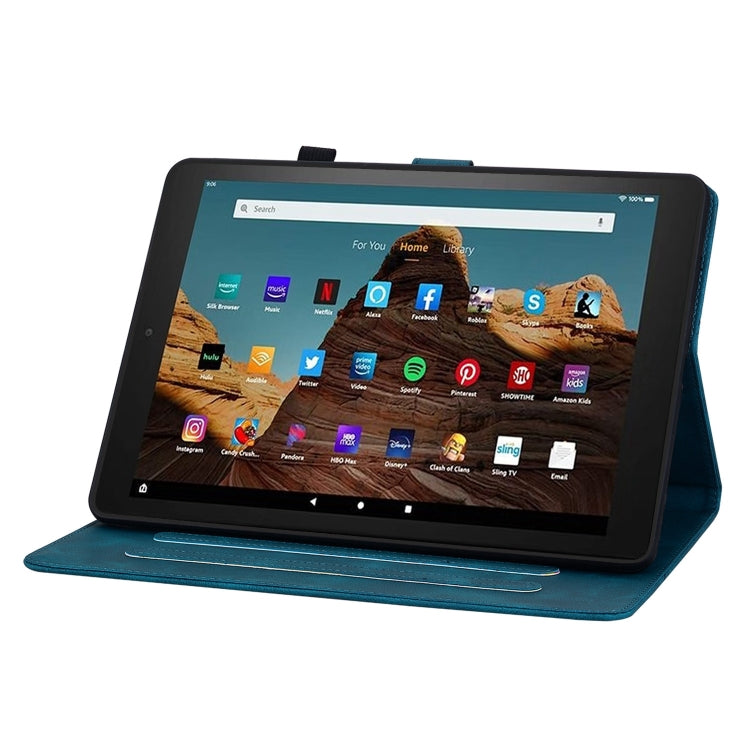 For Amazon Fire HD10 2023 Lily Embossed Leather Tablet Case(Dark Blue) - Amazon by PMC TechLife | Online Shopping South Africa | PMC TechLife | Buy Now Pay Later Mobicred
