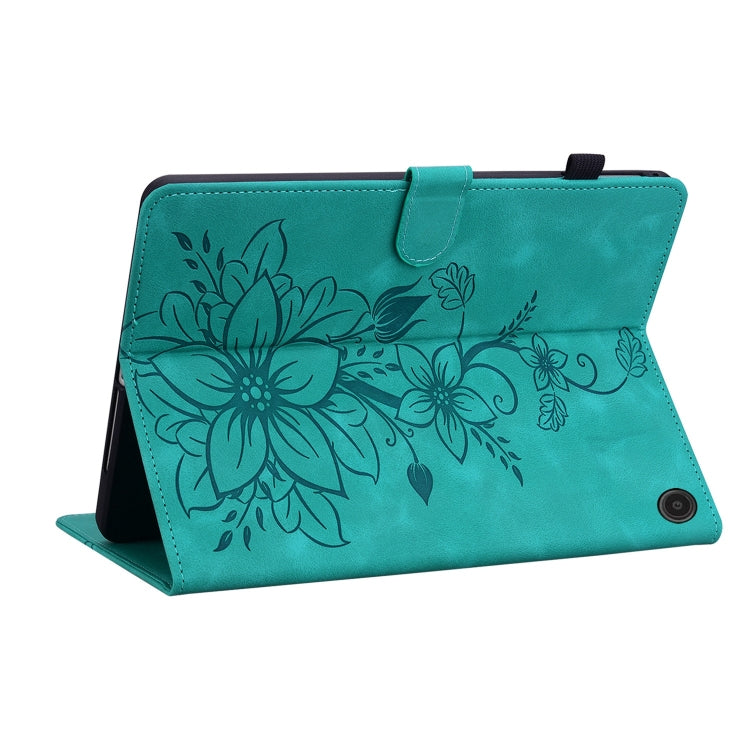For Amazon Fire Max 11 Lily Embossed Leather Tablet Case(Green) - Amazon by PMC TechLife | Online Shopping South Africa | PMC TechLife | Buy Now Pay Later Mobicred