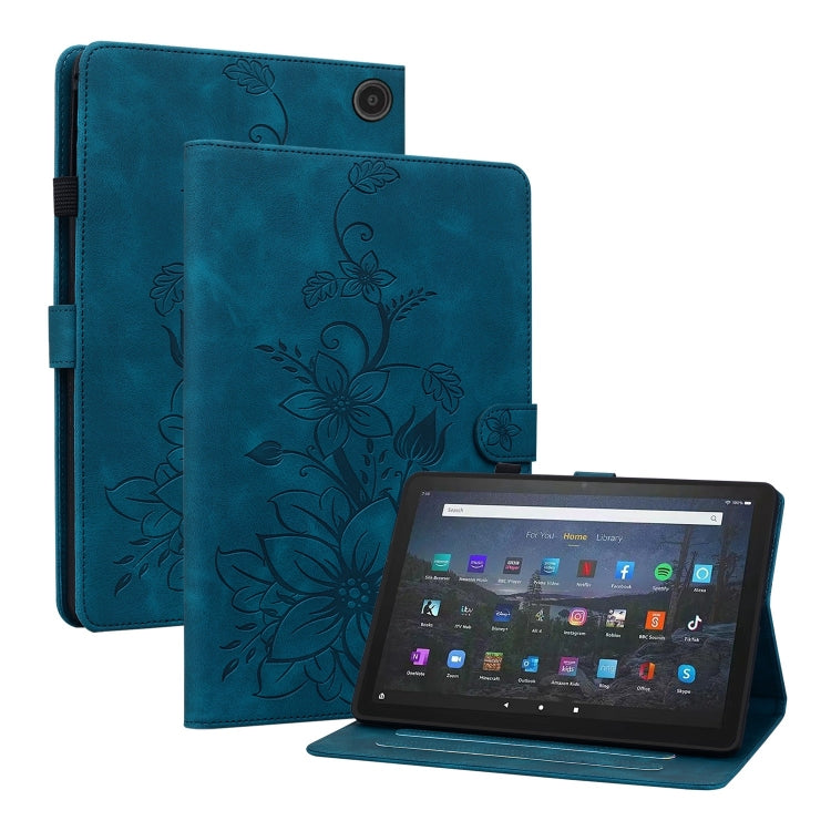 For Amazon Fire Max 11 Lily Embossed Leather Tablet Case(Dark Blue) - Amazon by PMC TechLife | Online Shopping South Africa | PMC TechLife | Buy Now Pay Later Mobicred