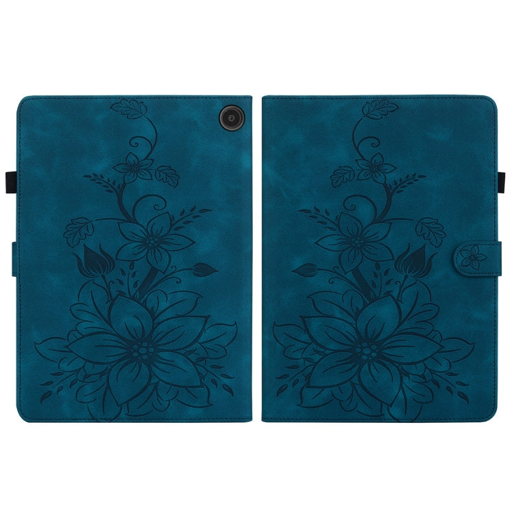For Amazon Fire Max 11 Lily Embossed Leather Tablet Case(Dark Blue) - Amazon by PMC TechLife | Online Shopping South Africa | PMC TechLife | Buy Now Pay Later Mobicred