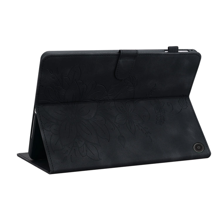 For Amazon Fire Max 11 Lily Embossed Leather Tablet Case(Black) - Amazon by PMC TechLife | Online Shopping South Africa | PMC TechLife | Buy Now Pay Later Mobicred