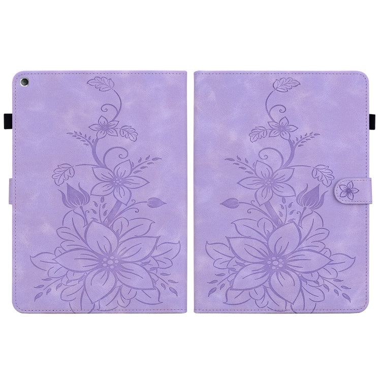 For Amazon Fire HD8 2015-2018 Lily Embossed Leather Tablet Case(Purple) - Amazon by PMC TechLife | Online Shopping South Africa | PMC TechLife | Buy Now Pay Later Mobicred
