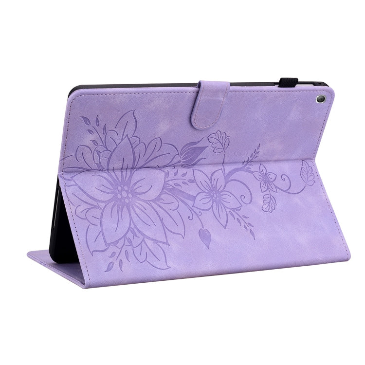 For Amazon Fire HD8 2015-2018 Lily Embossed Leather Tablet Case(Purple) - Amazon by PMC TechLife | Online Shopping South Africa | PMC TechLife | Buy Now Pay Later Mobicred