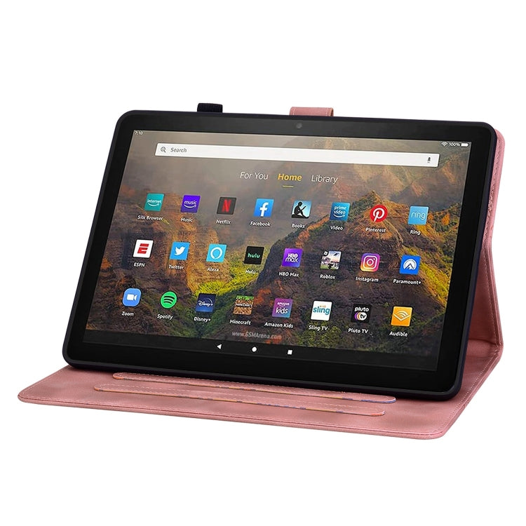 For Amazon Fire HD10 2019/2017 Lily Embossed Leather Smart Tablet Case(Pink) - Amazon by PMC TechLife | Online Shopping South Africa | PMC TechLife | Buy Now Pay Later Mobicred