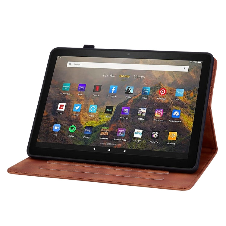 For Amazon Fire HD10 / HD10 Plus 2021 Lily Embossed Leather Smart Tablet Case(Brown) - Amazon by PMC TechLife | Online Shopping South Africa | PMC TechLife | Buy Now Pay Later Mobicred