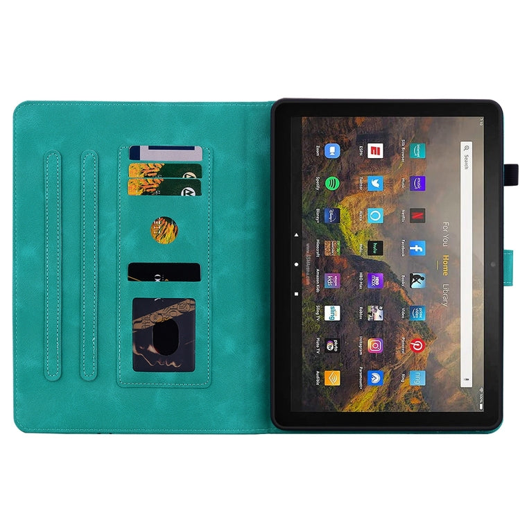 For Amazon Fire HD10 / HD10 Plus 2021 Lily Embossed Leather Smart Tablet Case(Green) - Amazon by PMC TechLife | Online Shopping South Africa | PMC TechLife | Buy Now Pay Later Mobicred