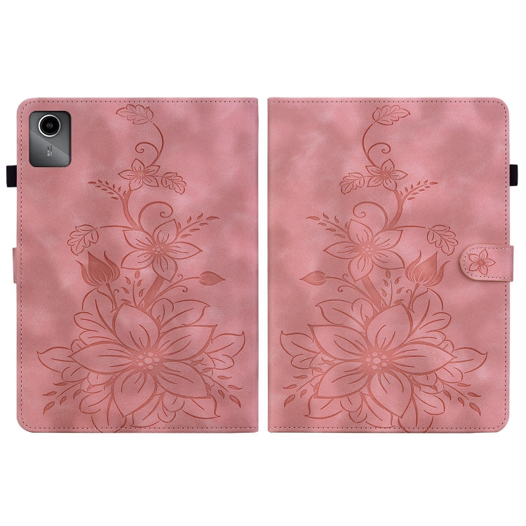 For Lenovo Tab M11/Xiaoxin Pad 11 2024 Lily Embossed Leather Tablet Case(Pink) - Lenovo by PMC Jewellery | Online Shopping South Africa | PMC Jewellery | Buy Now Pay Later Mobicred