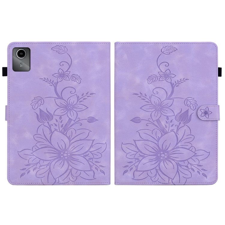 For Lenovo Tab M11/Xiaoxin Pad 11 2024 Lily Embossed Leather Tablet Case(Purple) - Lenovo by PMC Jewellery | Online Shopping South Africa | PMC Jewellery | Buy Now Pay Later Mobicred