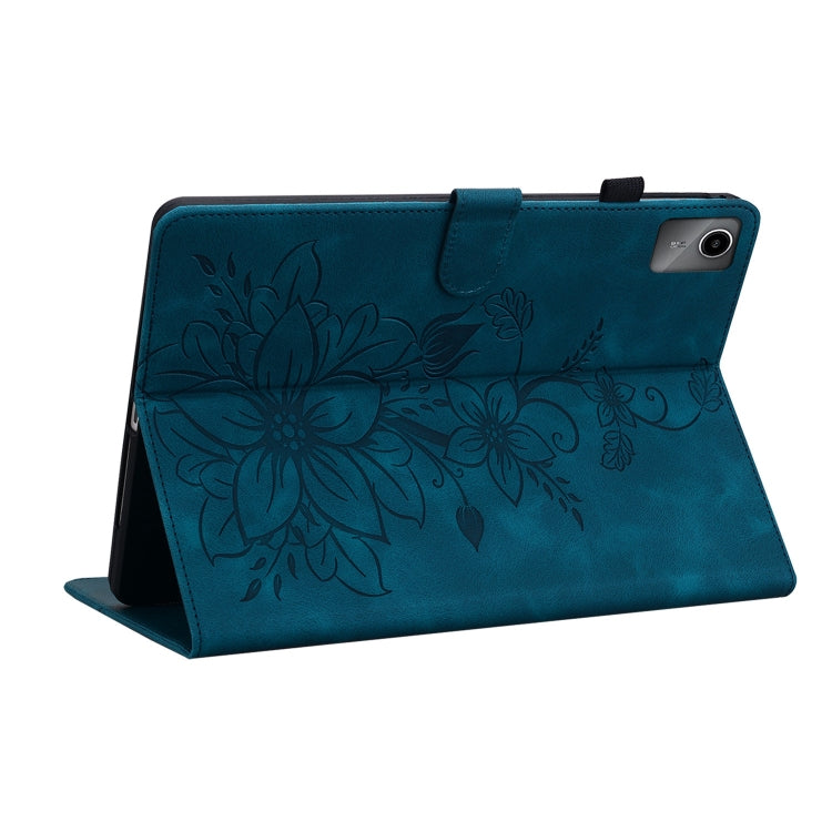 For Lenovo Tab M11/Xiaoxin Pad 11 2024 Lily Embossed Leather Tablet Case(Dark Blue) - Lenovo by PMC Jewellery | Online Shopping South Africa | PMC Jewellery | Buy Now Pay Later Mobicred