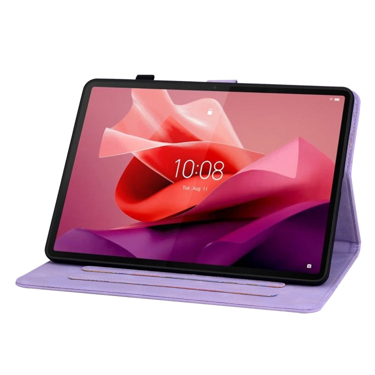 For Lenovo Tab P12 12.7 Lily Embossed Leather Tablet Case(Purple) - Lenovo by PMC TechLife | Online Shopping South Africa | PMC TechLife | Buy Now Pay Later Mobicred