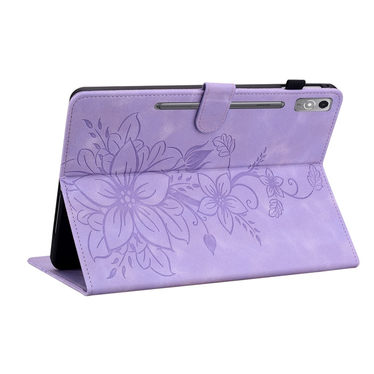 For Lenovo Tab P12 12.7 Lily Embossed Leather Tablet Case(Purple) - Lenovo by PMC TechLife | Online Shopping South Africa | PMC TechLife | Buy Now Pay Later Mobicred